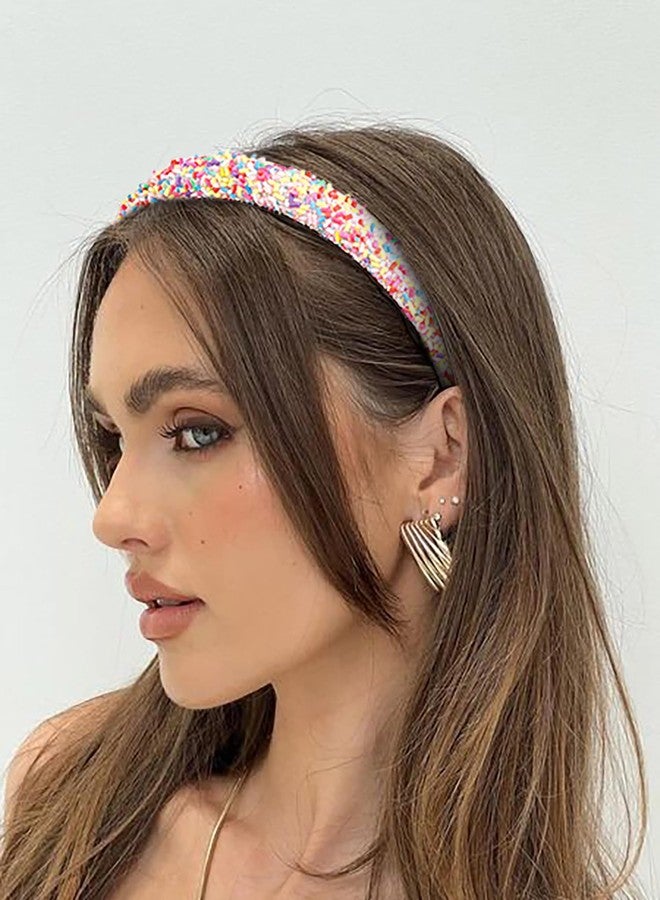 TEBIEKOY 2Pcs Easter Sprinkle Headbands for Women Cute Padded Headbands Thick Rainbow Hairband Colorful Pink Head Bands Donut Candy Hair Bands Hair Accessories - Image 5